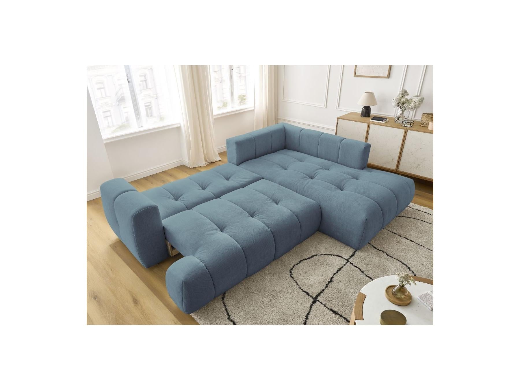 Fuji - Canapé D'Angle L Convertible - Tissu Lisse - Angle Droit