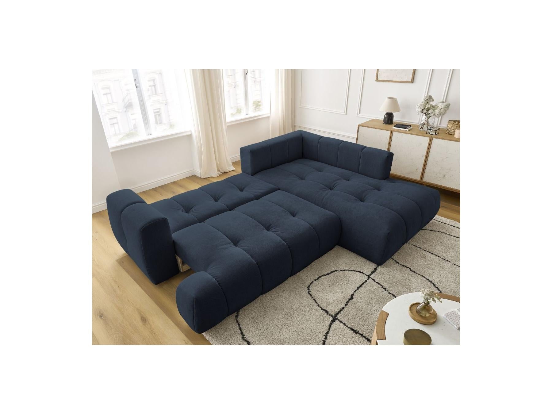 Fuji - Canapé D'Angle L Convertible - Tissu Lisse - Angle Droit