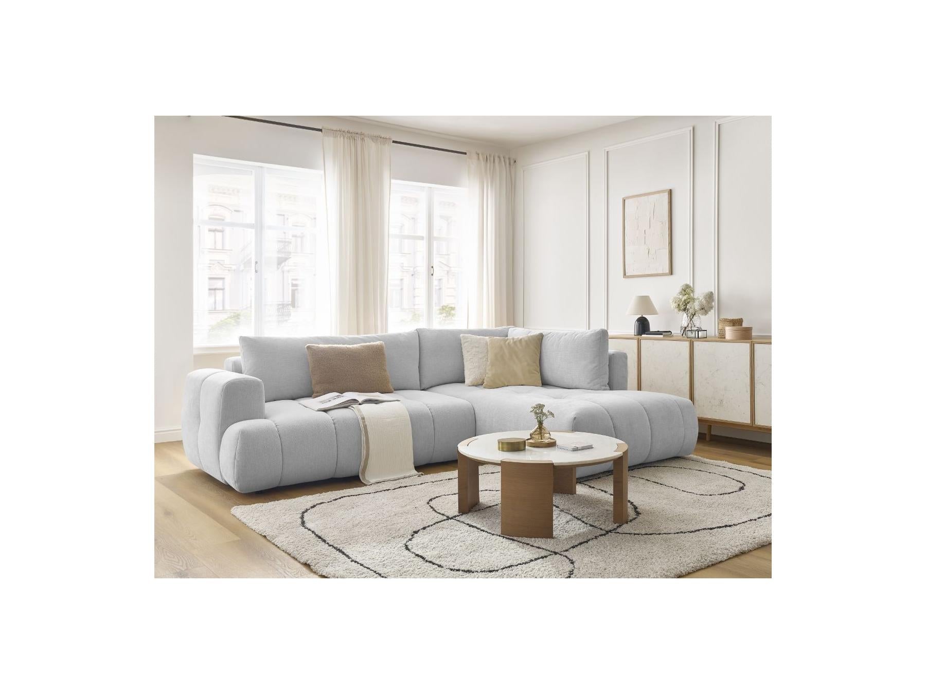 Fuji - Canapé D'Angle L Convertible - Tissu Lisse - Angle Droit