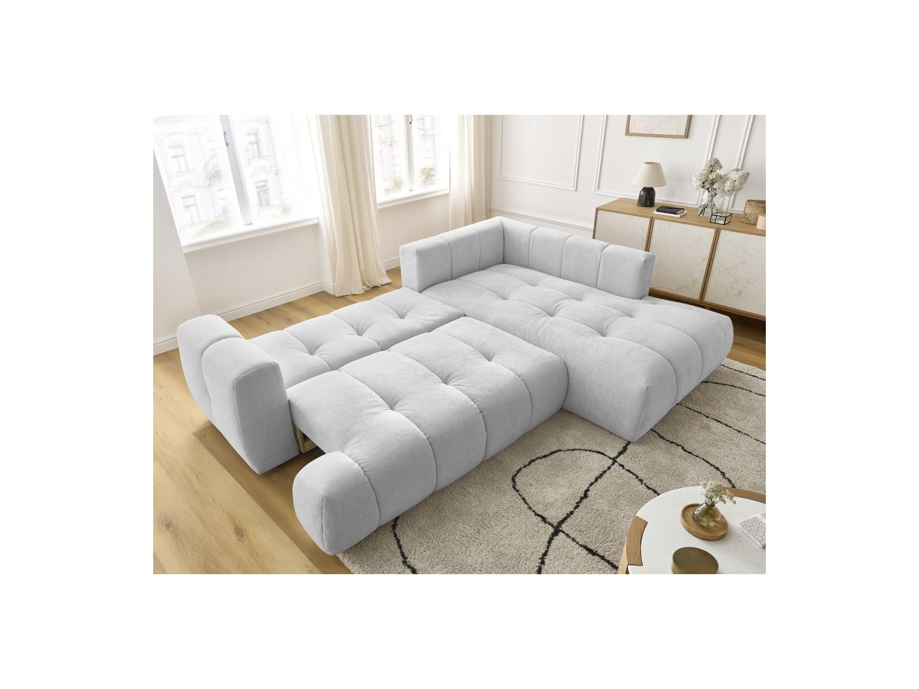 Fuji - Canapé D'Angle L Convertible - Tissu Lisse - Angle Droit