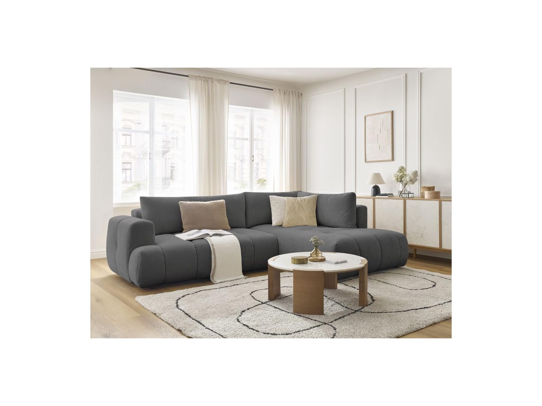 Fuji - Canapé D'Angle L Convertible - Tissu Lisse - Angle Droit