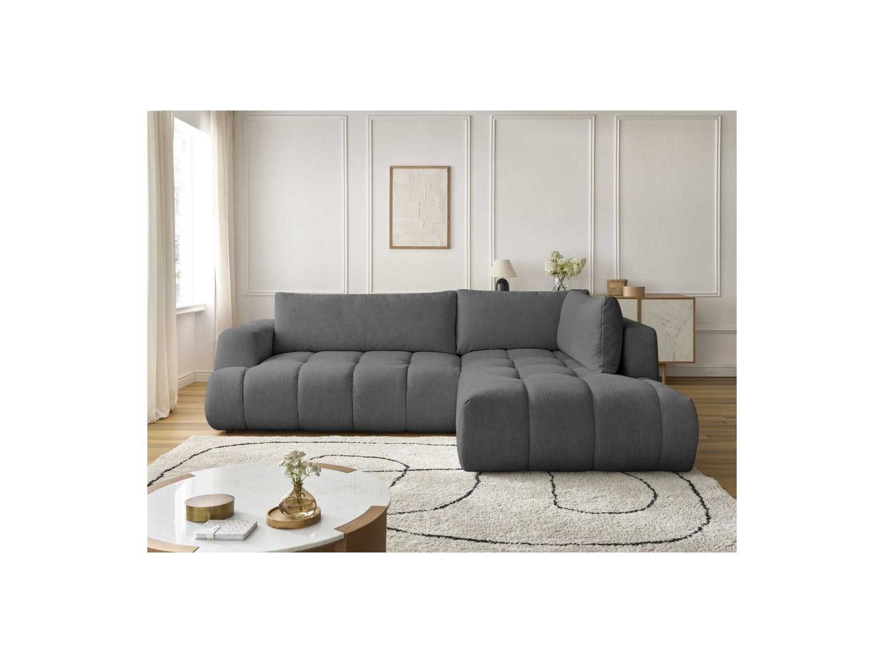 Fuji - Canapé D'Angle L Convertible - Tissu Lisse - Angle Droit