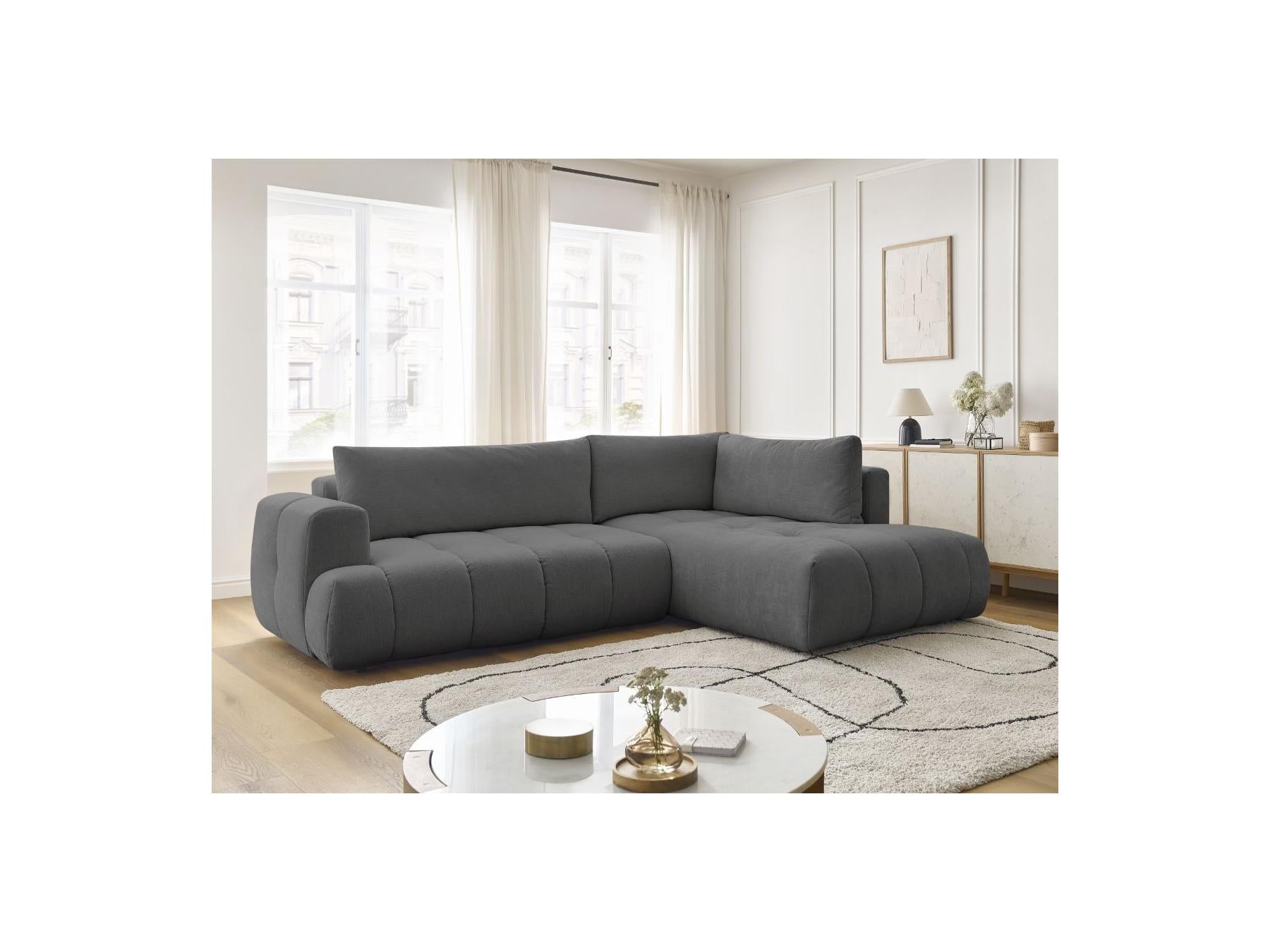 Fuji - Canapé D'Angle L Convertible - Tissu Lisse - Angle Droit
