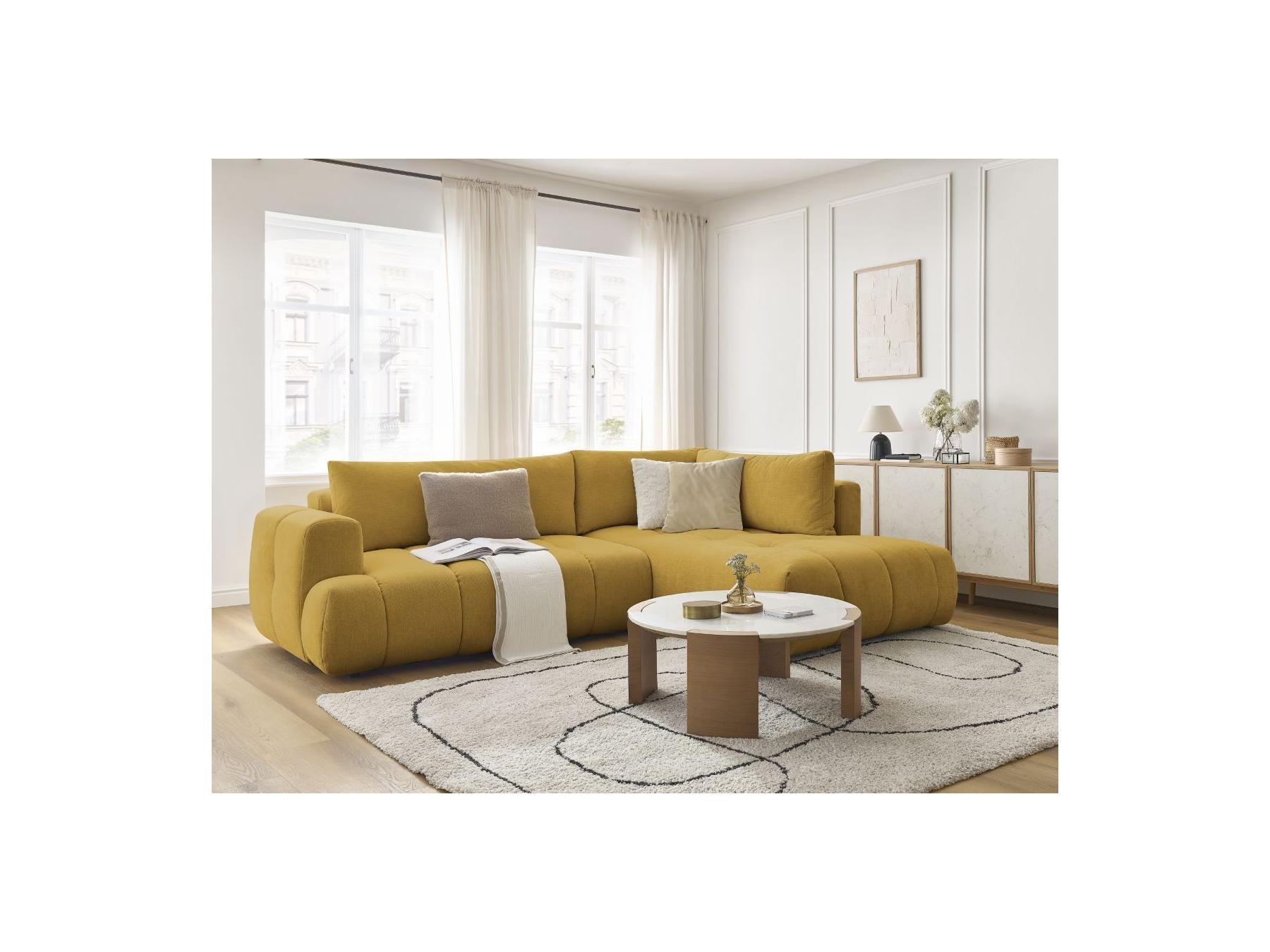 Fuji - Canapé D'Angle L Convertible - Tissu Lisse - Angle Droit