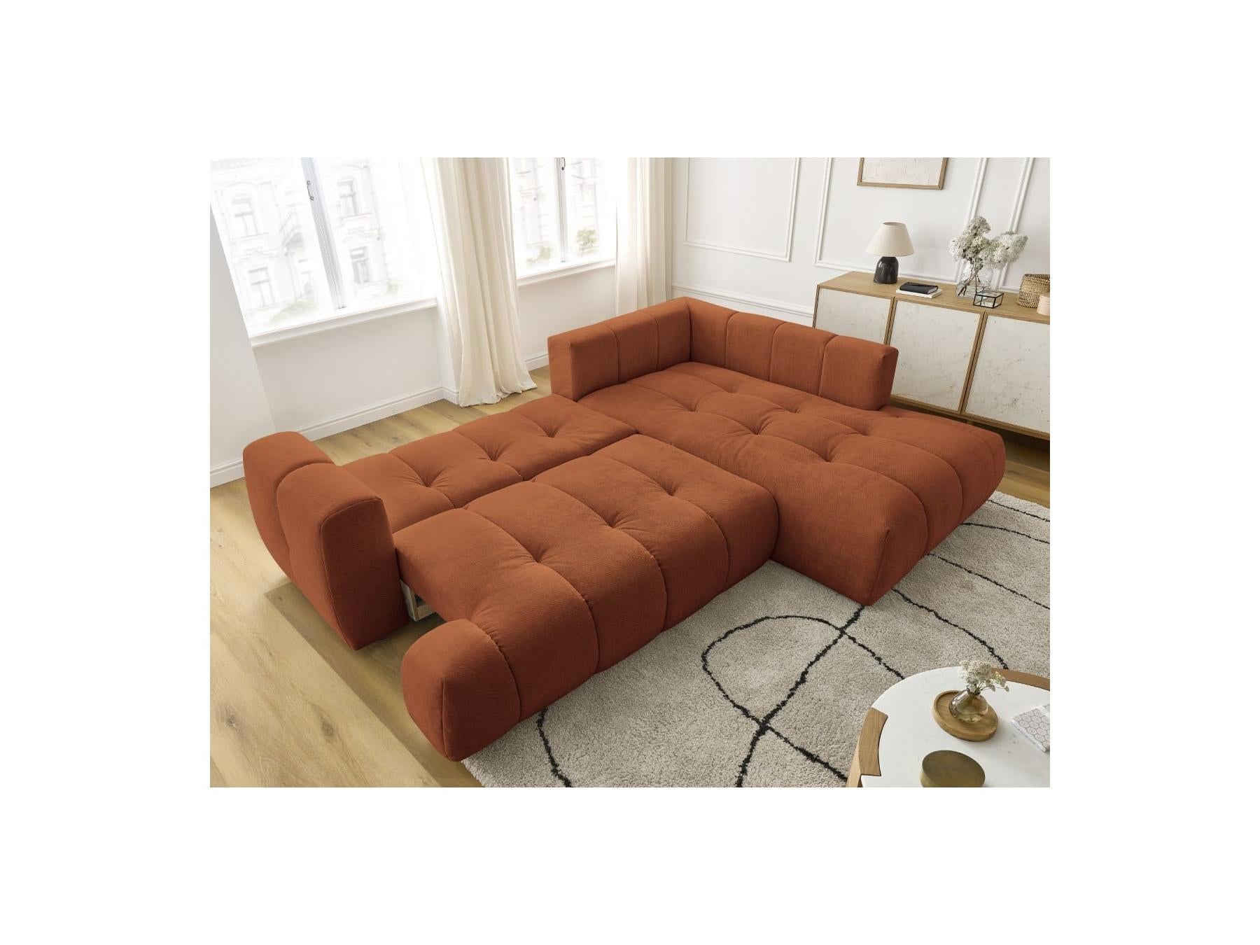 Fuji - Canapé D'Angle L Convertible - Tissu Lisse - Angle Droit