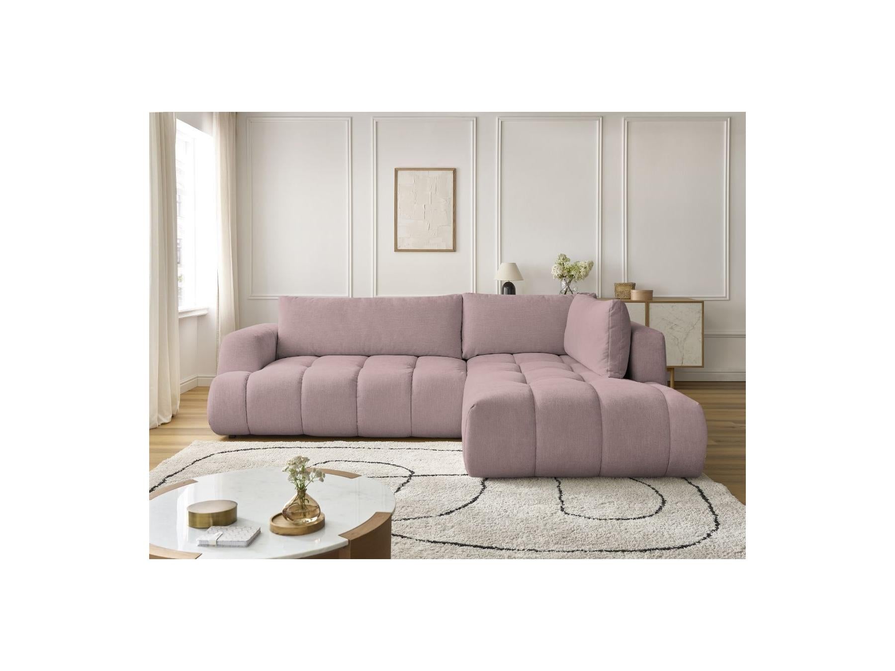 Fuji - Canapé D'Angle L Convertible - Tissu Lisse - Angle Droit