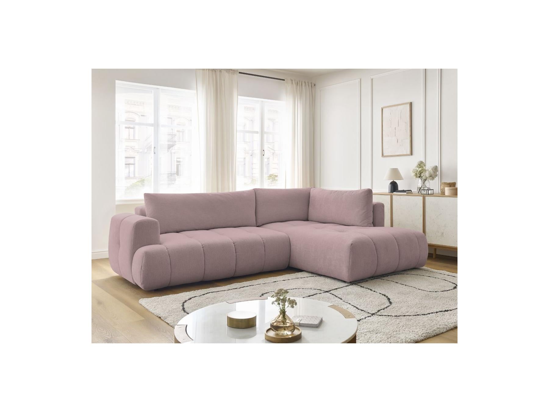 Fuji - Canapé D'Angle L Convertible - Tissu Lisse - Angle Droit