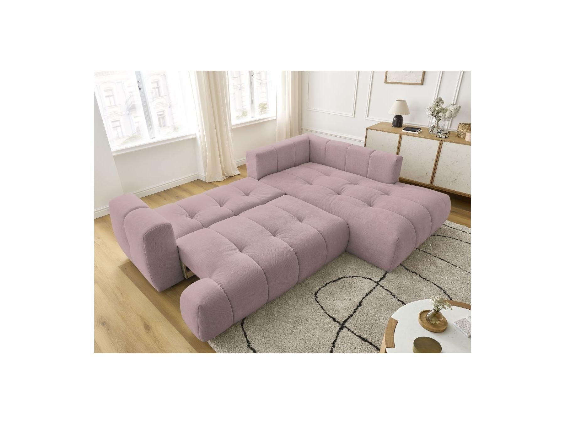 Fuji - Canapé D'Angle L Convertible - Tissu Lisse - Angle Droit