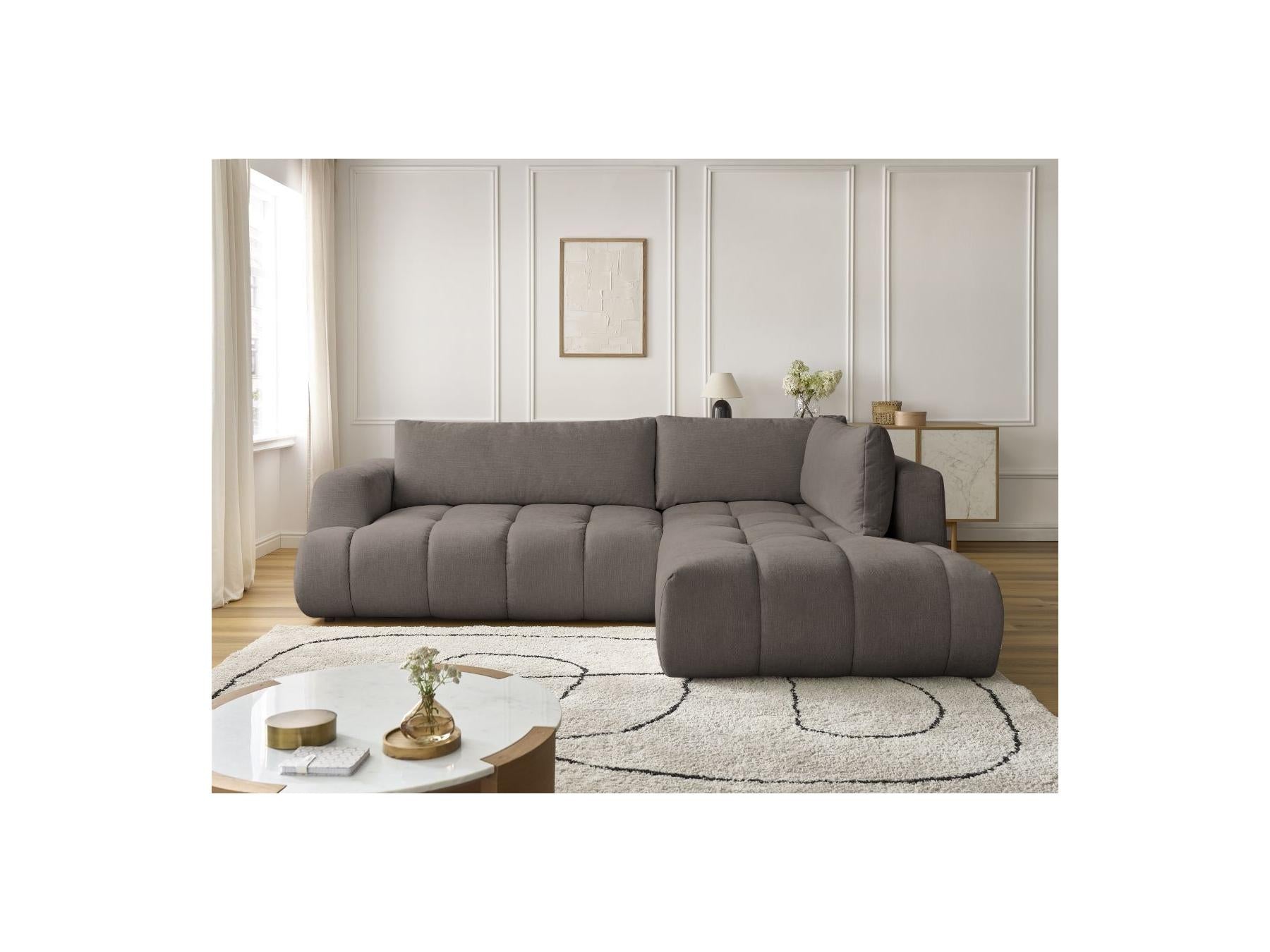 Fuji - Canapé D'Angle L Convertible - Tissu Lisse - Angle Droit