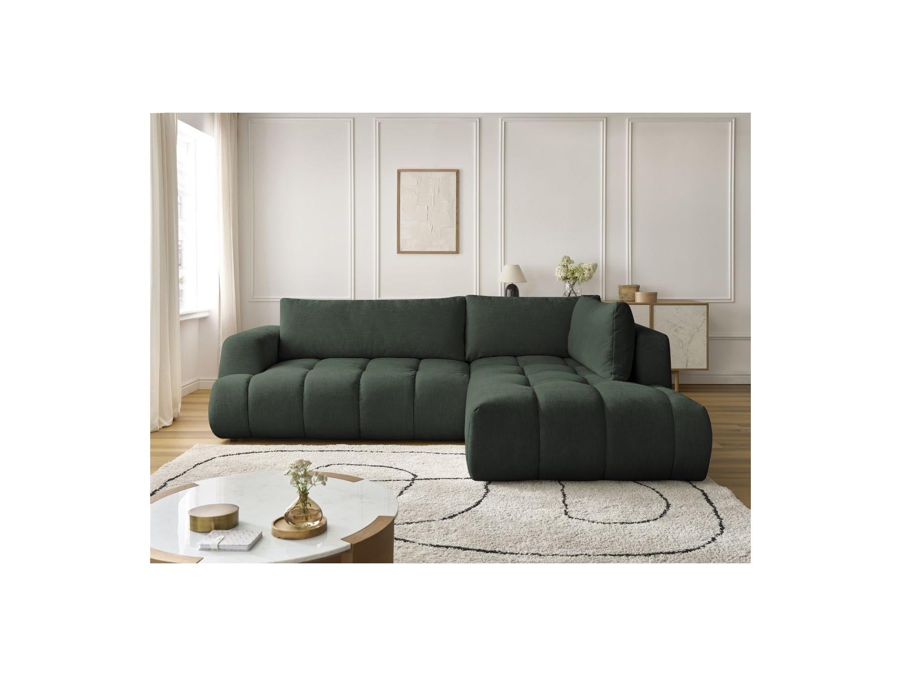 Fuji - Canapé D'Angle L Convertible - Tissu Lisse - Angle Droit