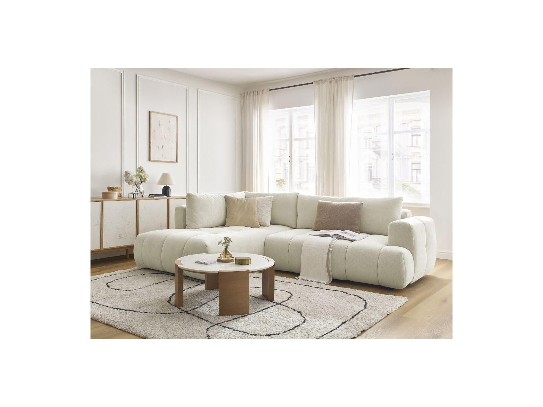 Fuji - Canapé D'Angle L Convertible - Tissu Lisse - Angle Gauche
