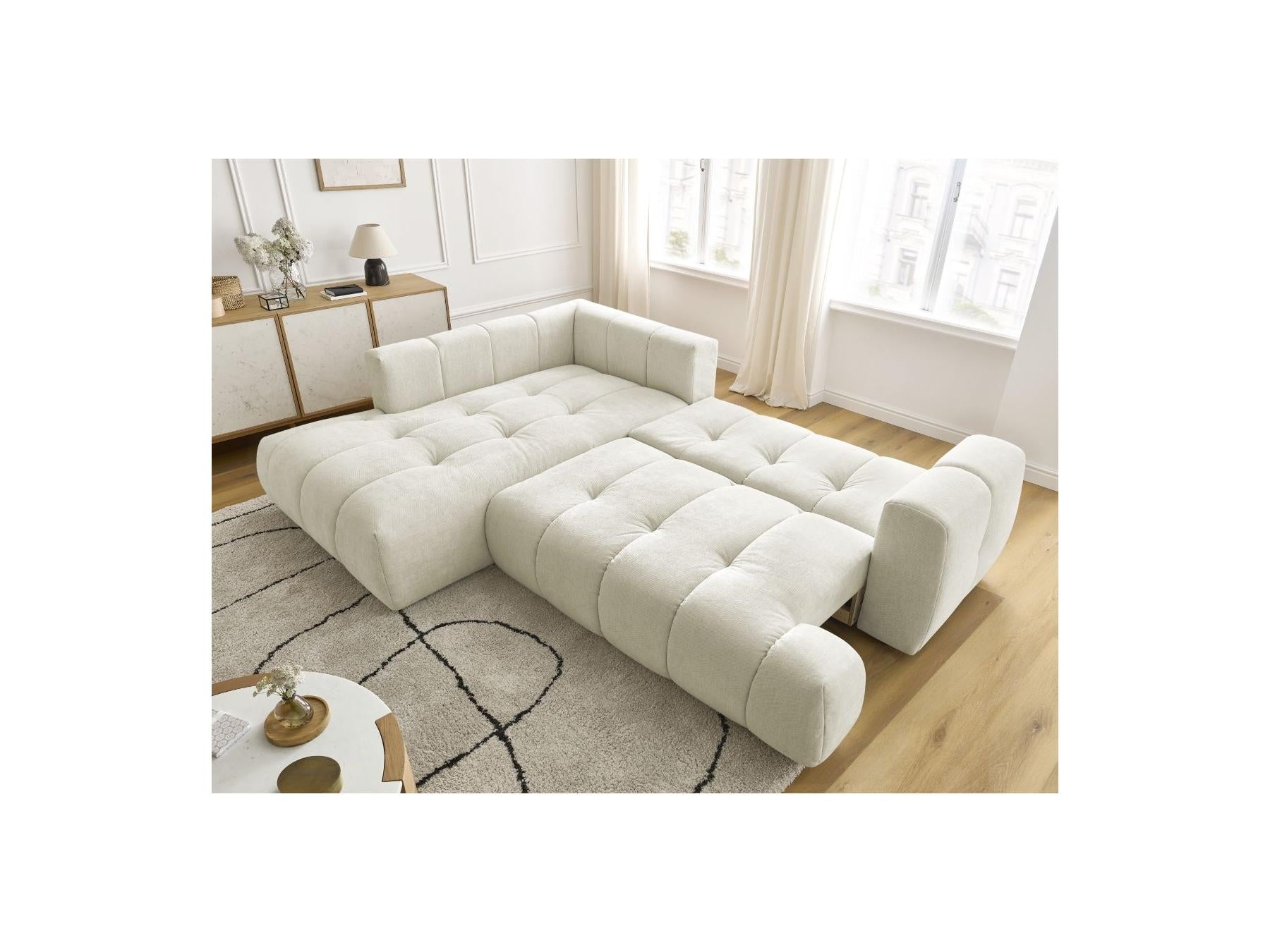 Fuji - Canapé D'Angle L Convertible - Tissu Lisse - Angle Gauche