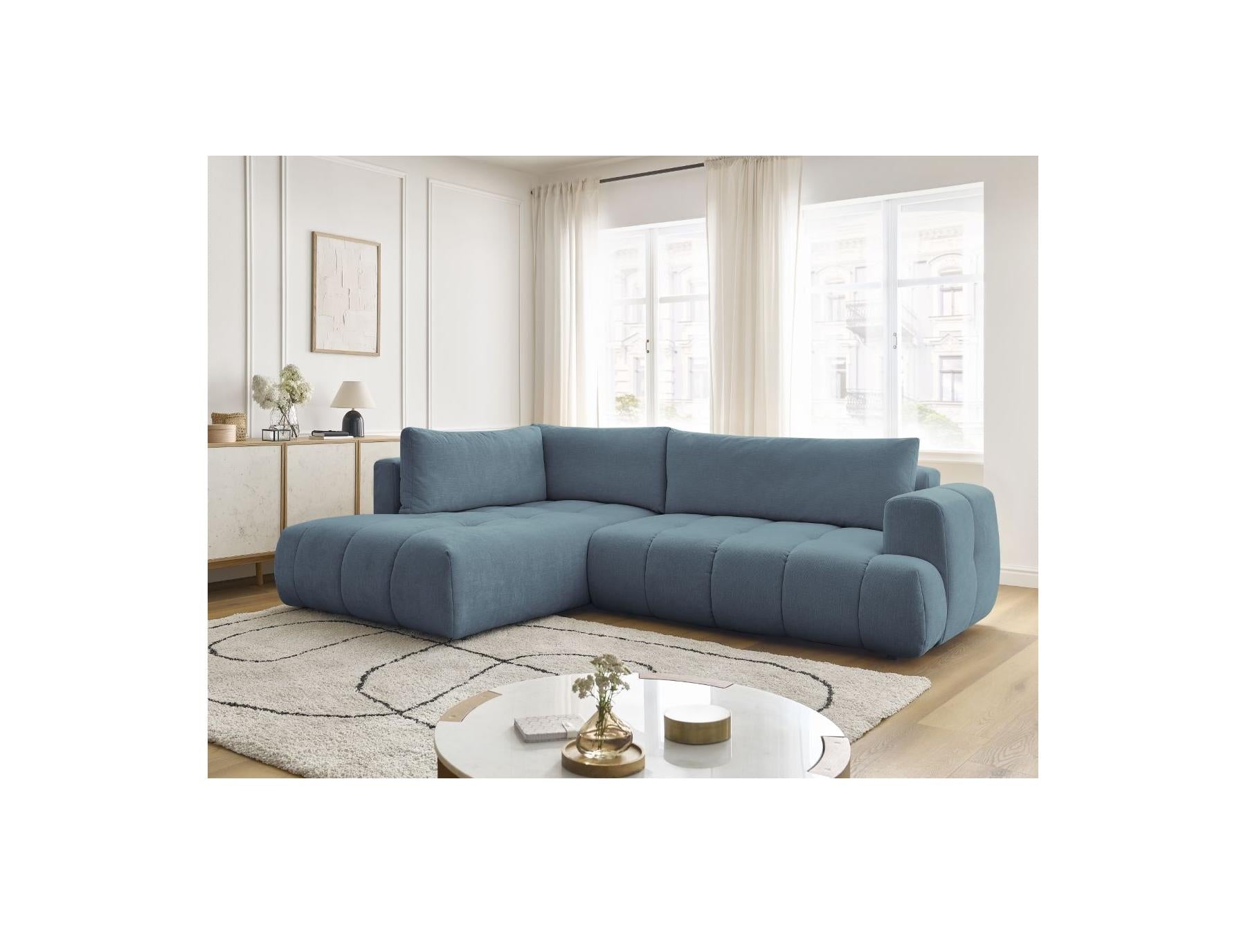 Fuji - Canapé D'Angle L Convertible - Tissu Lisse - Angle Gauche