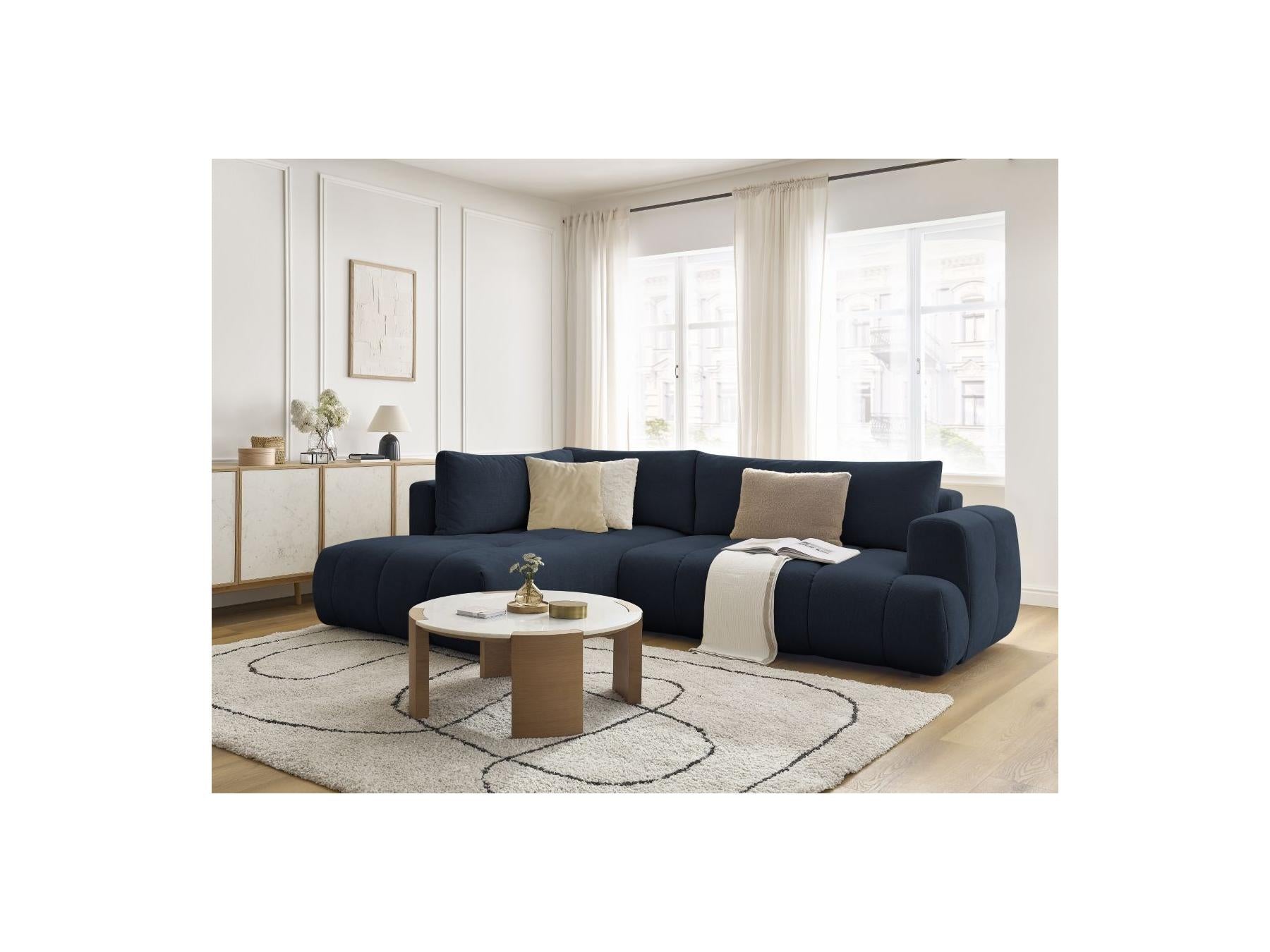 Fuji - Canapé D'Angle L Convertible - Tissu Lisse - Angle Gauche