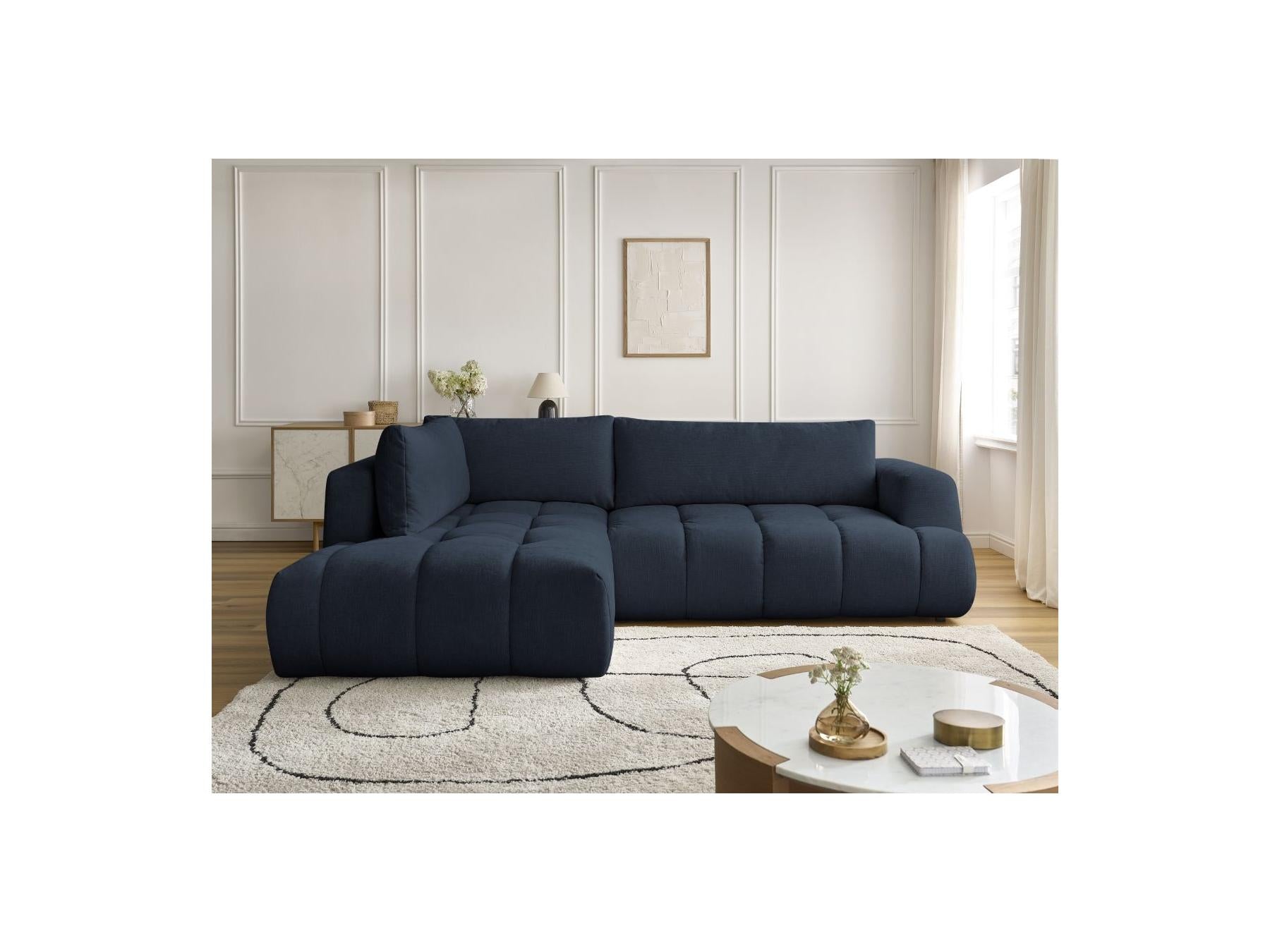 Fuji - Canapé D'Angle L Convertible - Tissu Lisse - Angle Gauche