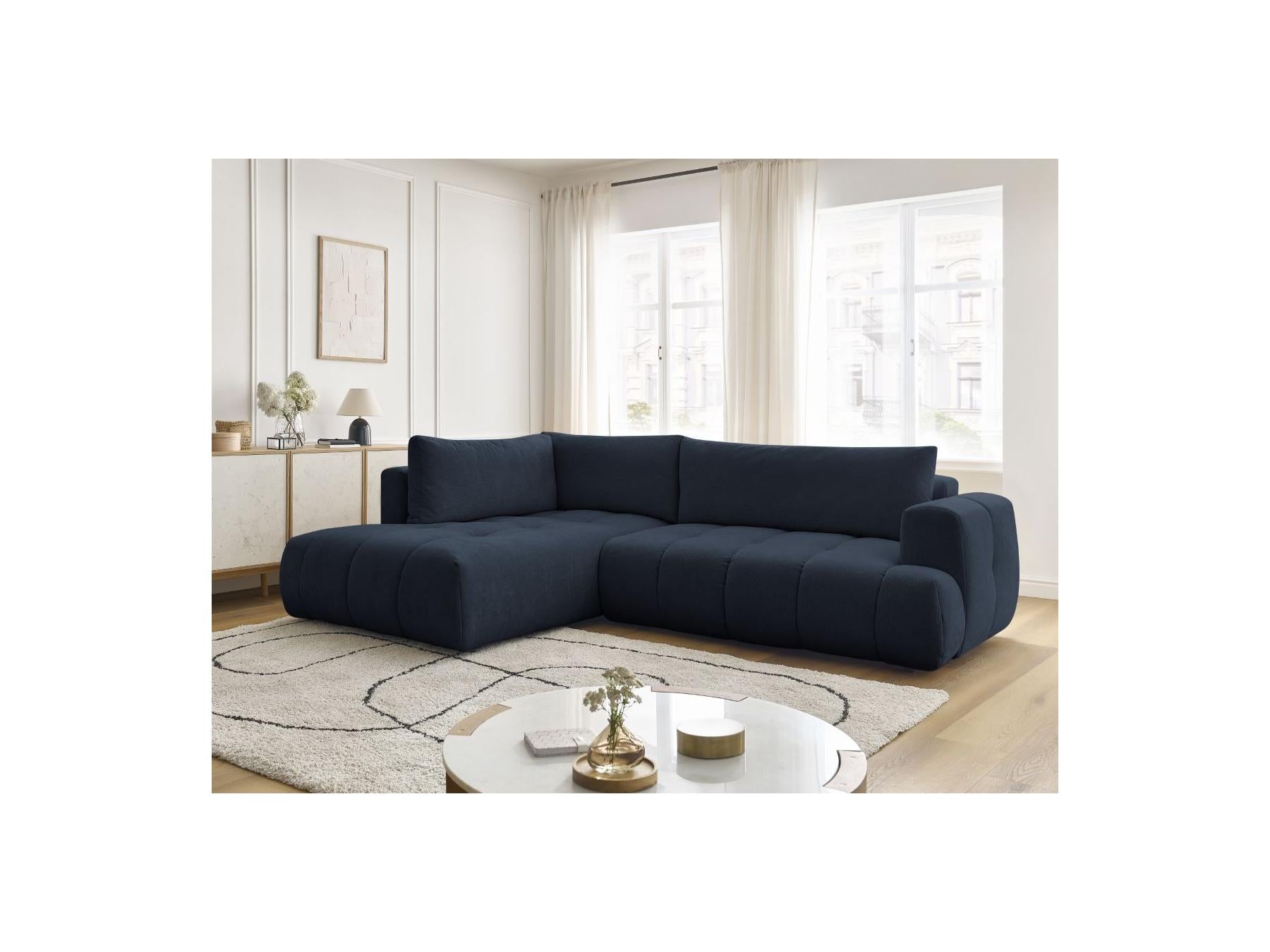 Fuji - Canapé D'Angle L Convertible - Tissu Lisse - Angle Gauche