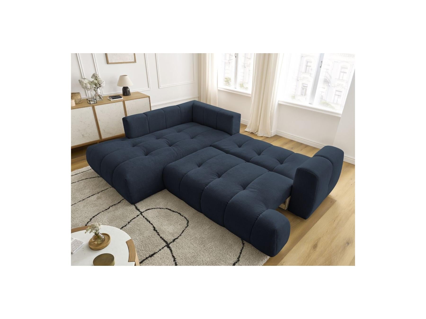 Fuji - Canapé D'Angle L Convertible - Tissu Lisse - Angle Gauche