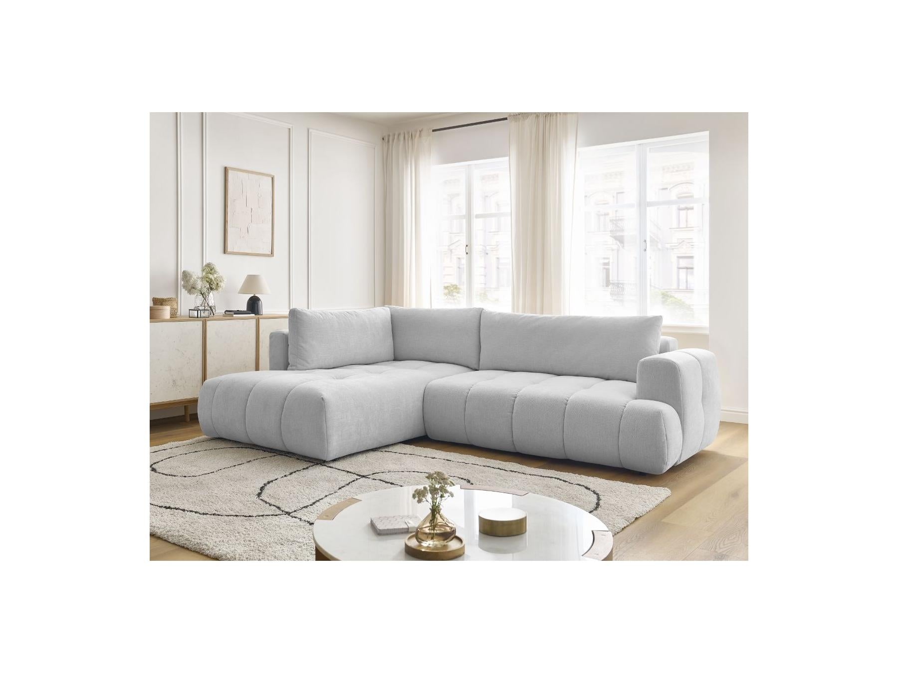 Fuji - Canapé D'Angle L Convertible - Tissu Lisse - Angle Gauche