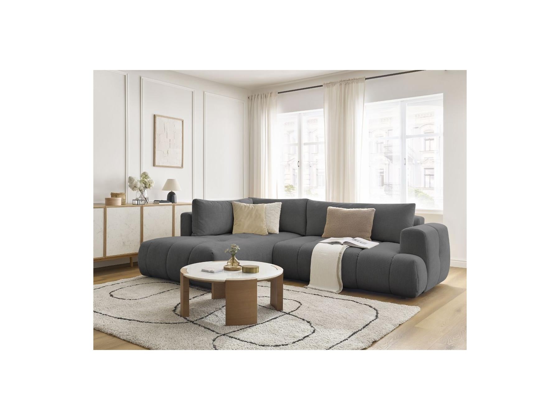 Fuji - Canapé D'Angle L Convertible - Tissu Lisse - Angle Gauche