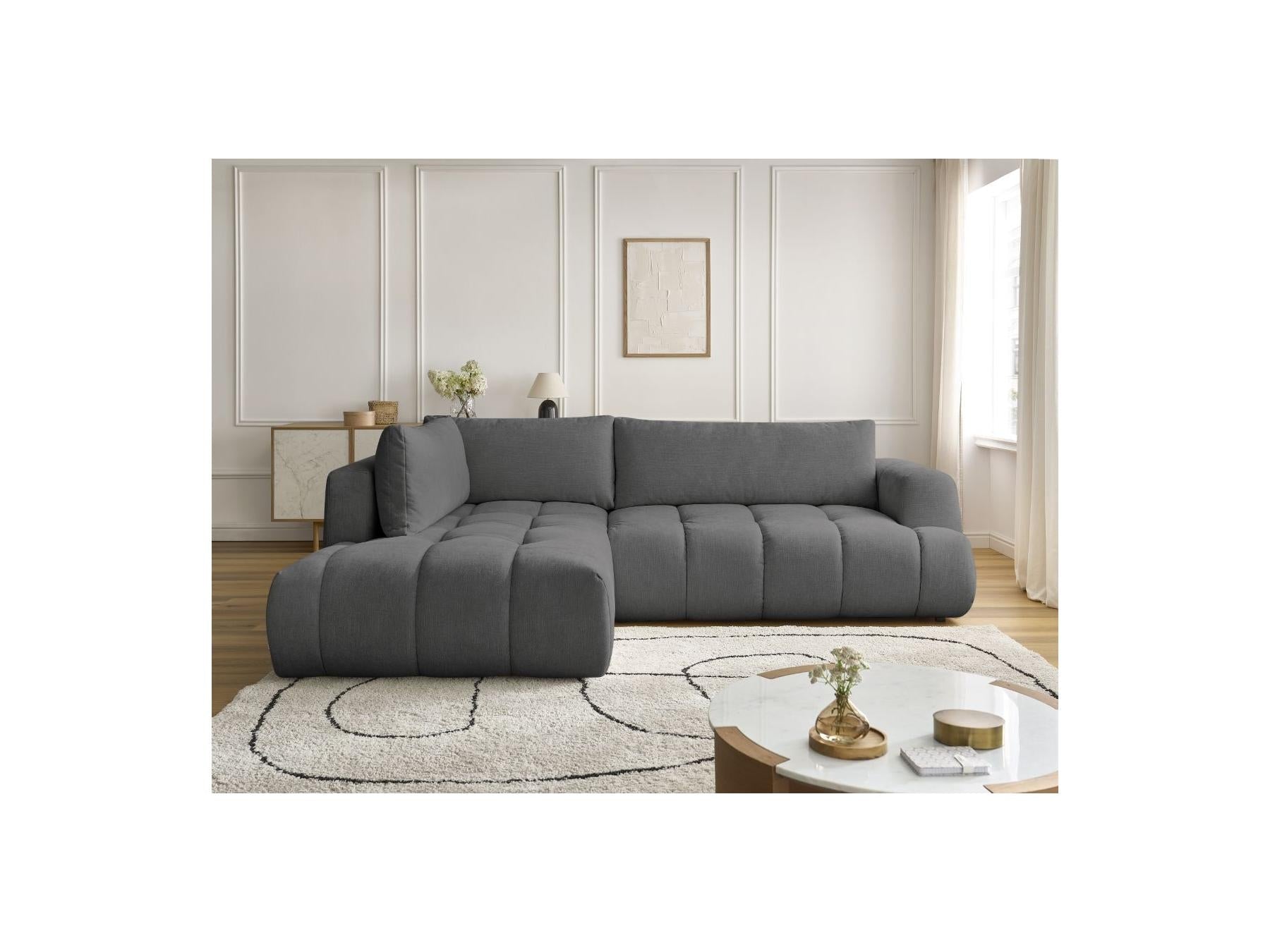 Fuji - Canapé D'Angle L Convertible - Tissu Lisse - Angle Gauche