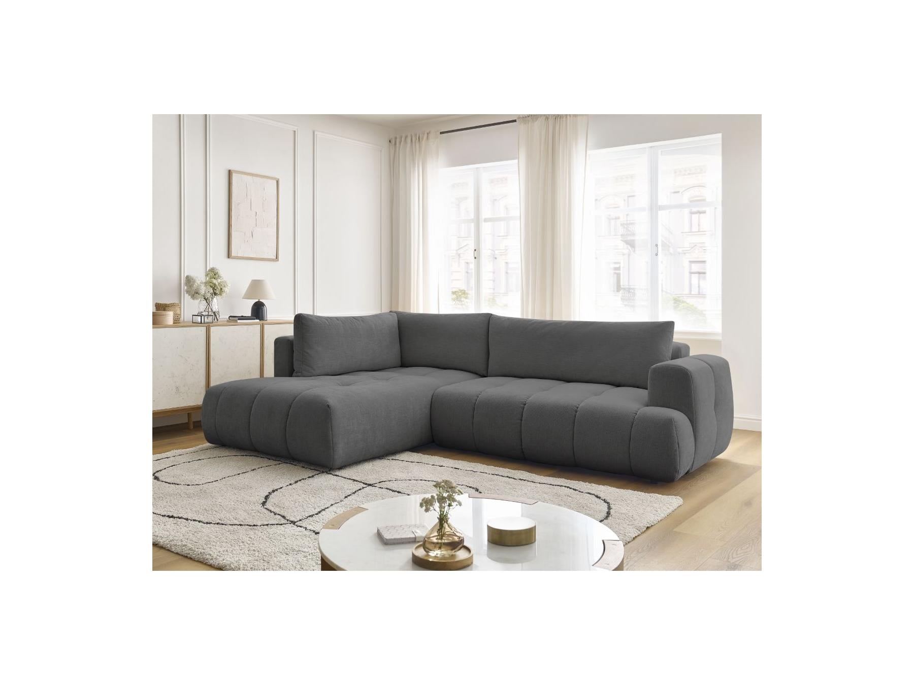 Fuji - Canapé D'Angle L Convertible - Tissu Lisse - Angle Gauche