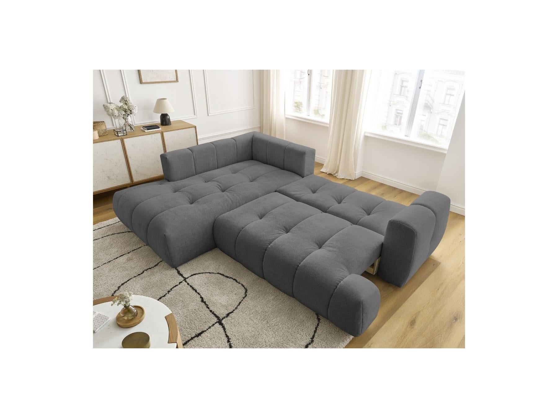 Fuji - Canapé D'Angle L Convertible - Tissu Lisse - Angle Gauche