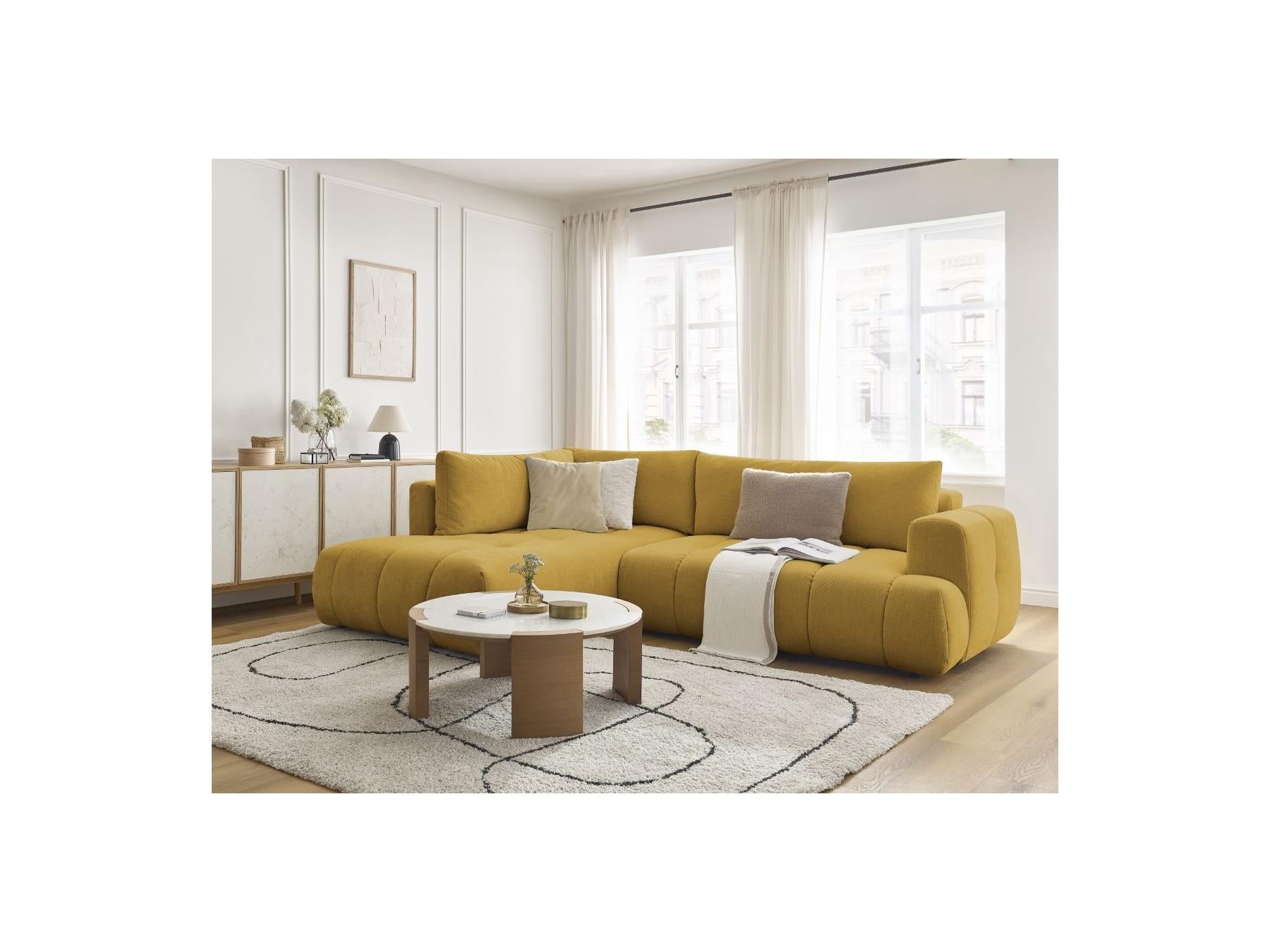 Fuji - Canapé D'Angle L Convertible - Tissu Lisse - Angle Gauche