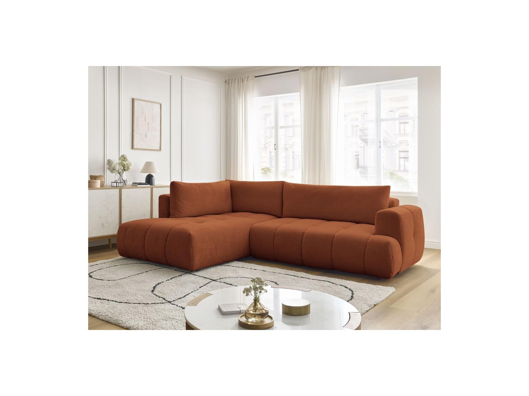 Fuji - Canapé D'Angle L Convertible - Tissu Lisse - Angle Gauche