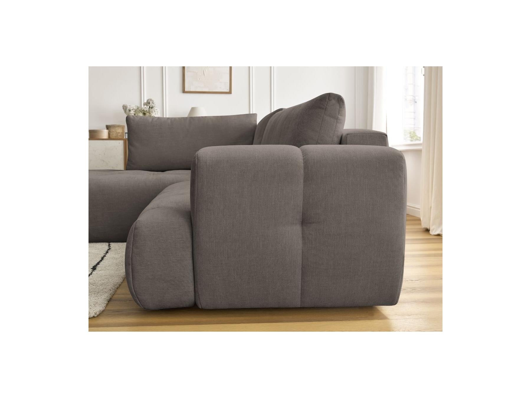 Fuji - Canapé D'Angle L Convertible - Tissu Lisse - Angle Gauche