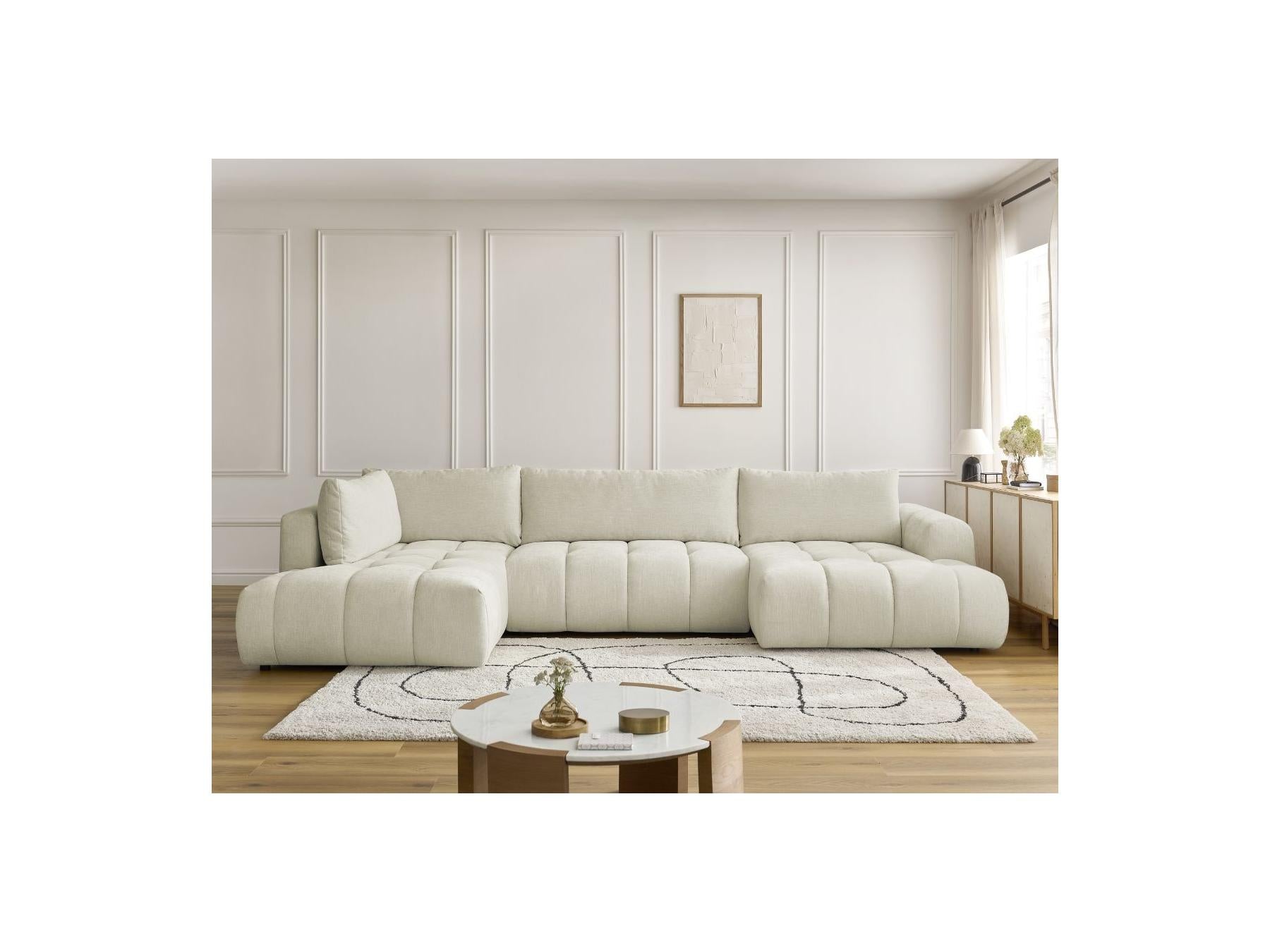 Fuji - Canapé Panoramique Convertible - Tissu Lisse - Angle Droit