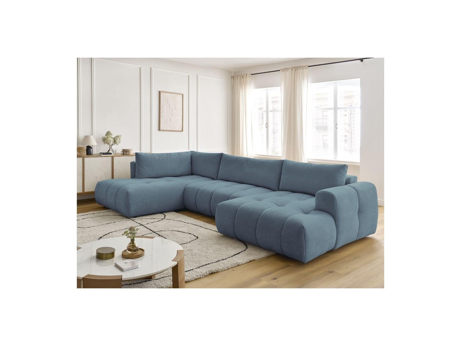Fuji - Canapé Panoramique Convertible - Tissu Lisse - Angle Droit