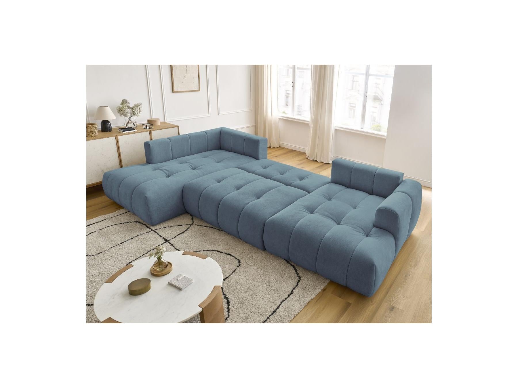 Fuji - Canapé Panoramique Convertible - Tissu Lisse - Angle Droit