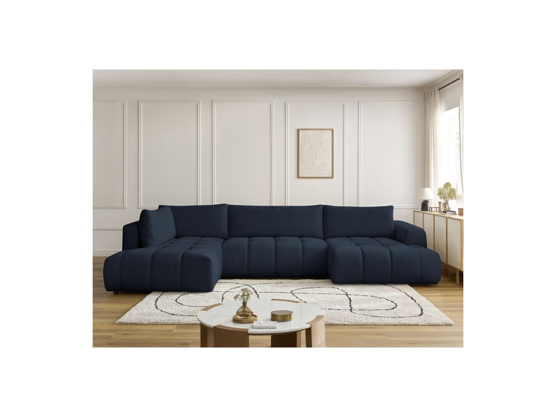 Fuji - Canapé Panoramique Convertible - Tissu Lisse - Angle Droit