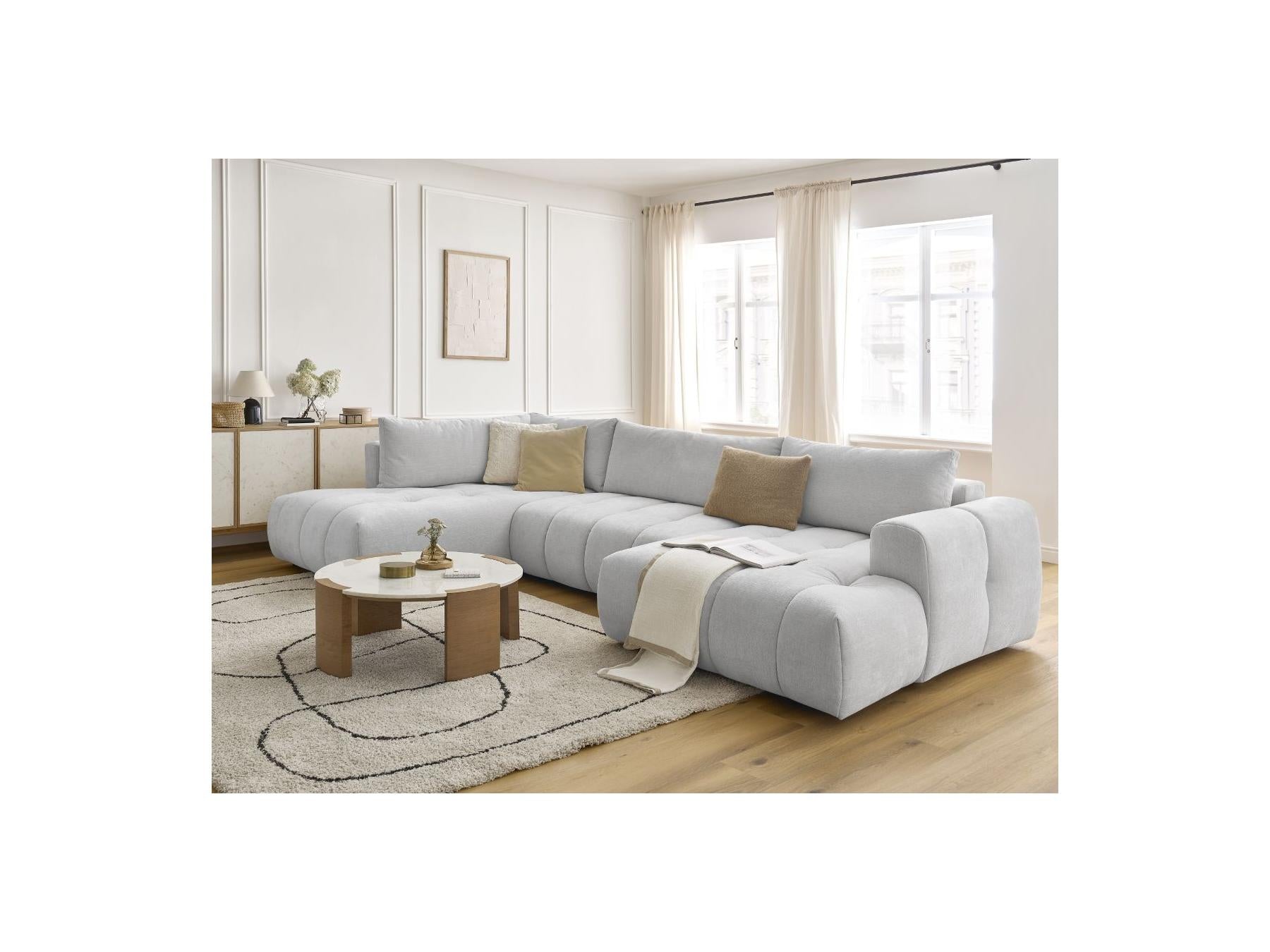 Fuji - Canapé Panoramique Convertible - Tissu Lisse - Angle Droit