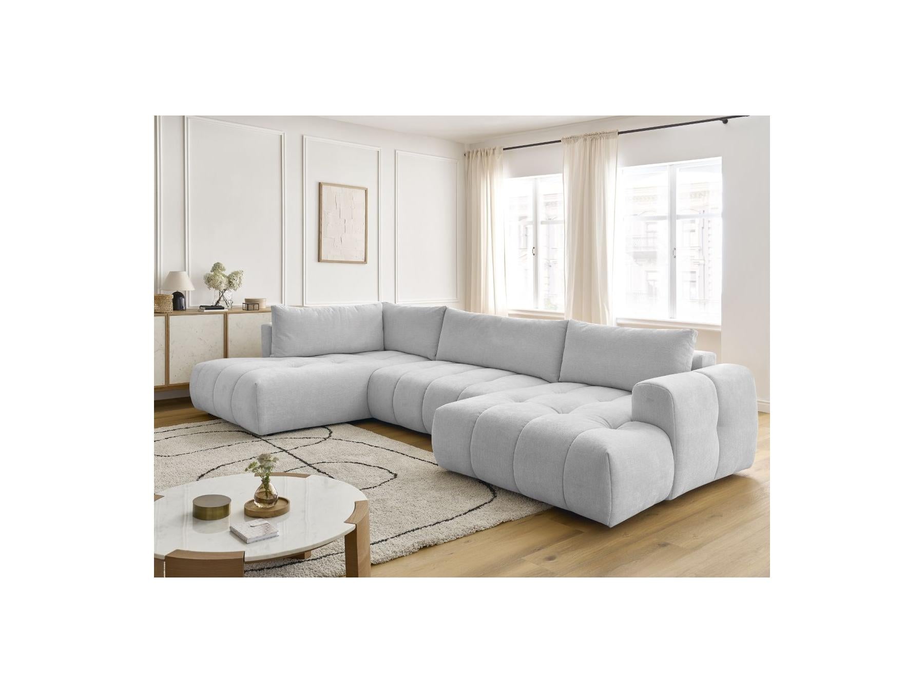 Fuji - Canapé Panoramique Convertible - Tissu Lisse - Angle Droit