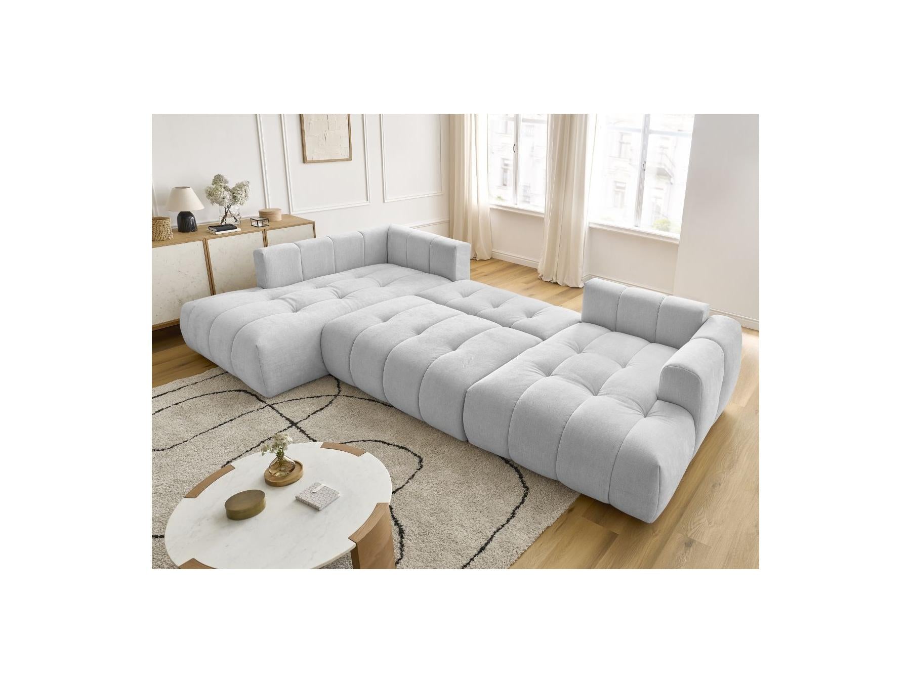 Fuji - Canapé Panoramique Convertible - Tissu Lisse - Angle Droit