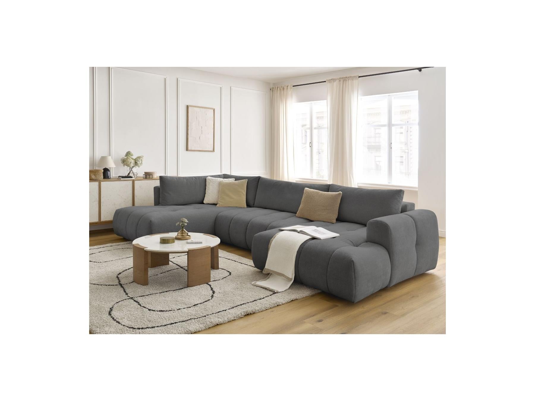 Fuji - Canapé Panoramique Convertible - Tissu Lisse - Angle Droit