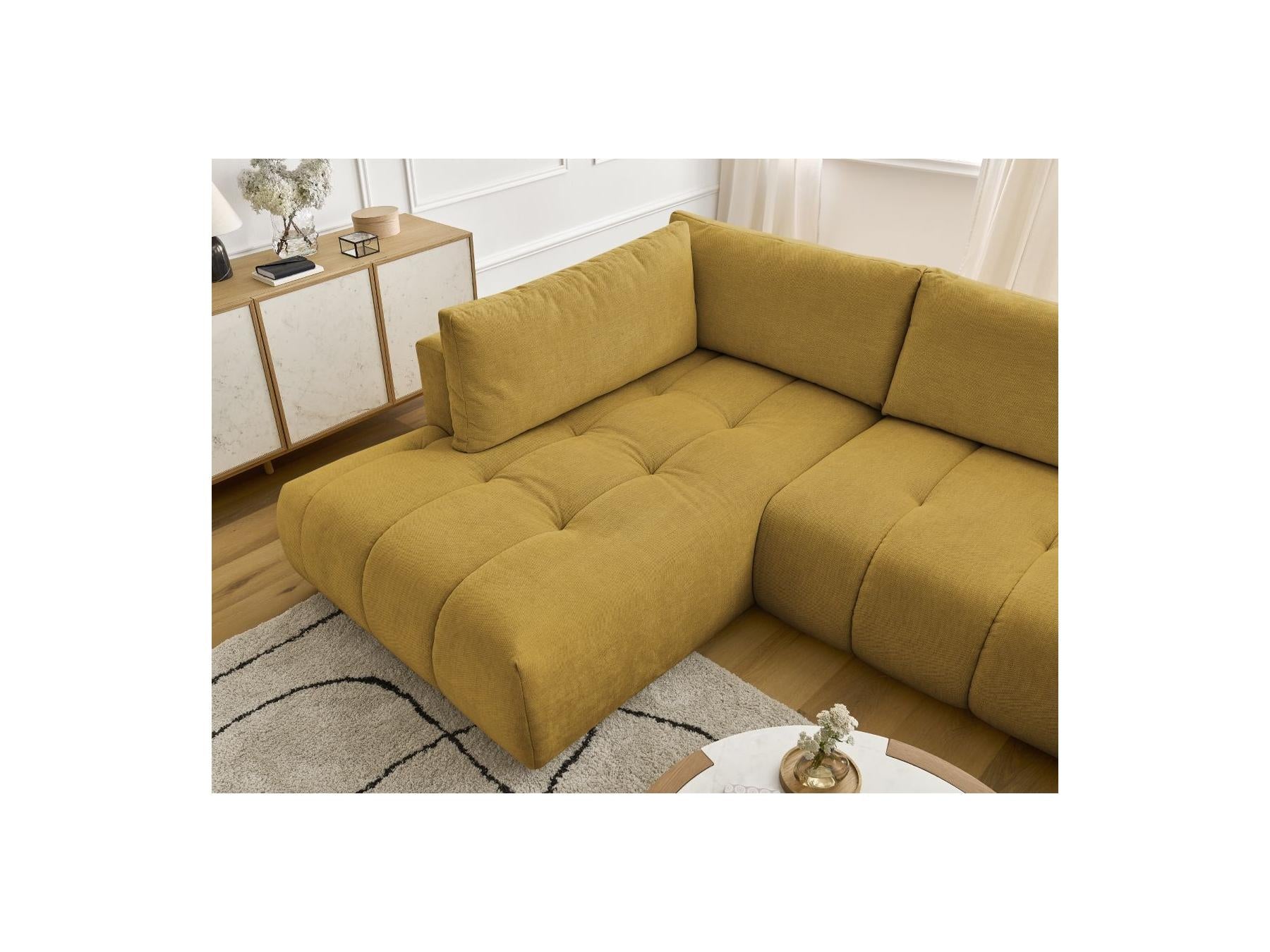 Fuji - Canapé Panoramique Convertible - Tissu Lisse - Angle Droit