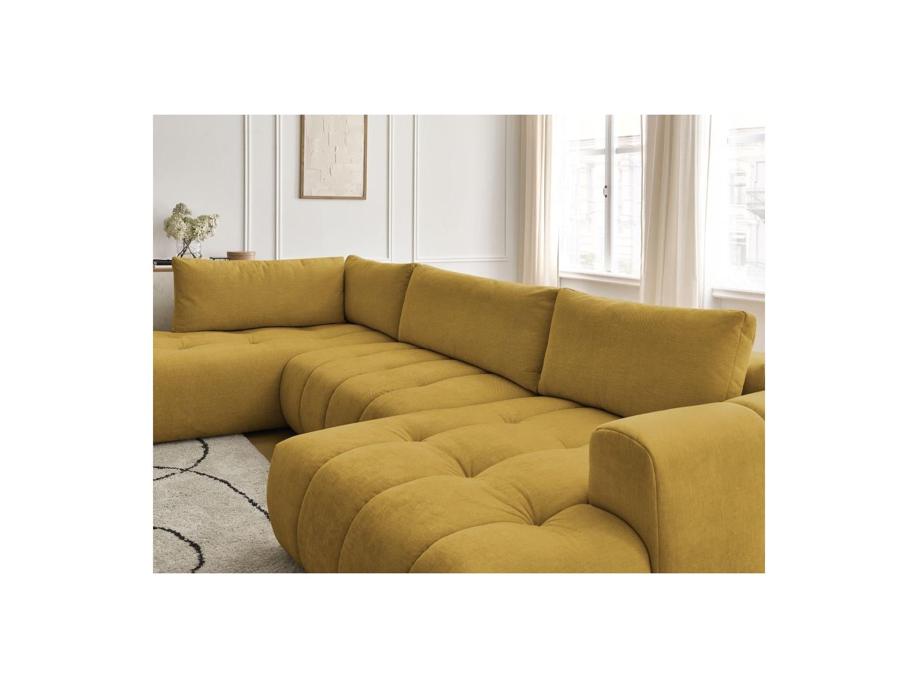 Fuji - Canapé Panoramique Convertible - Tissu Lisse - Angle Droit