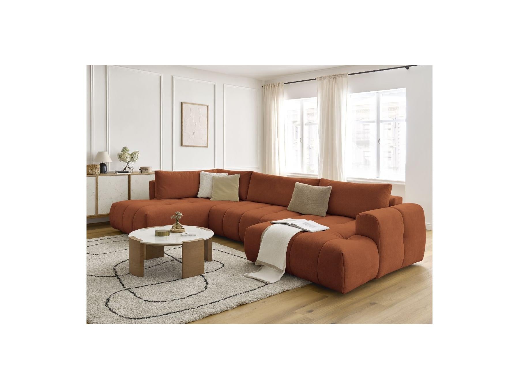 Fuji - Canapé Panoramique Convertible - Tissu Lisse - Angle Droit