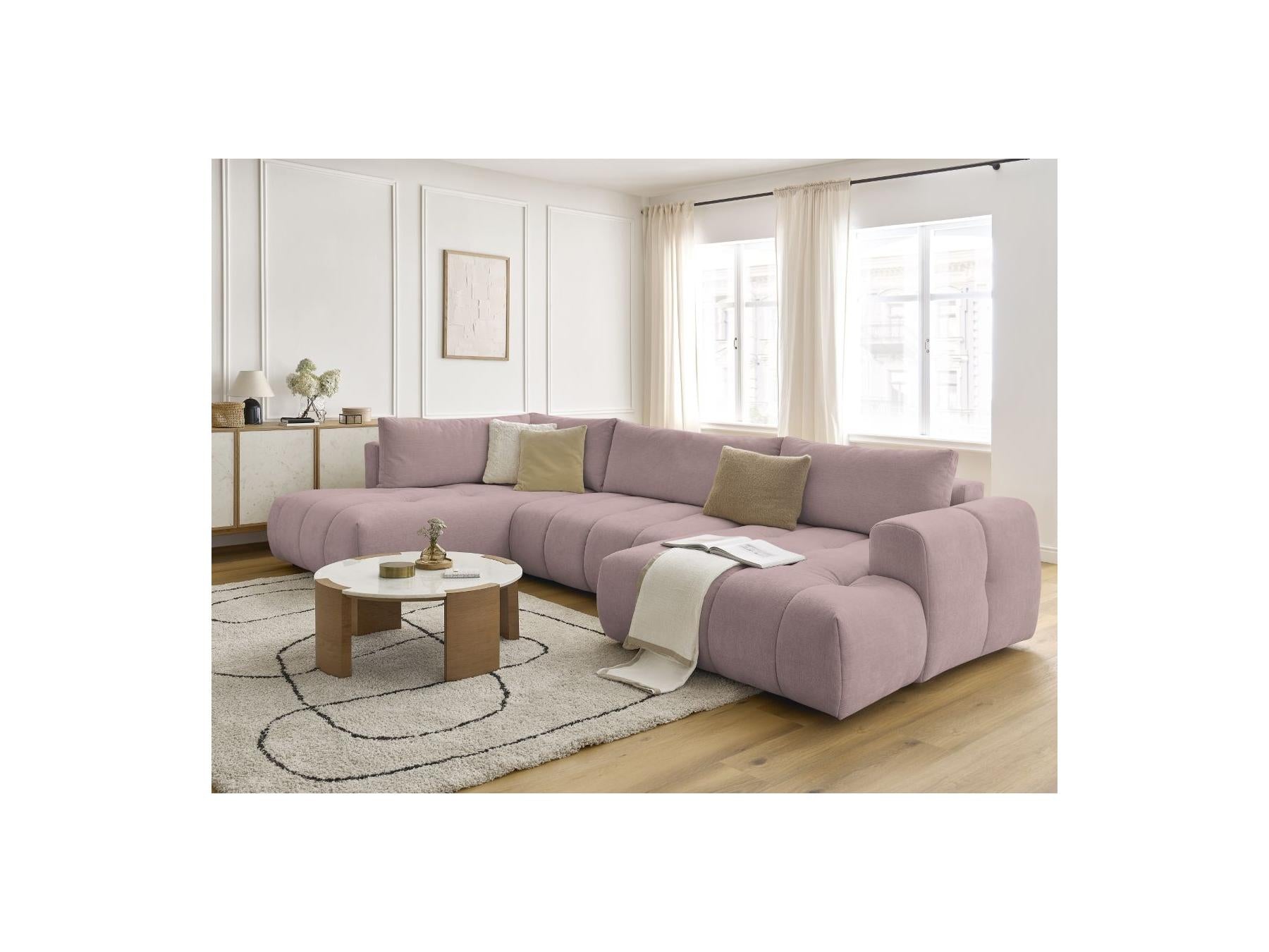 Fuji - Canapé Panoramique Convertible - Tissu Lisse - Angle Droit