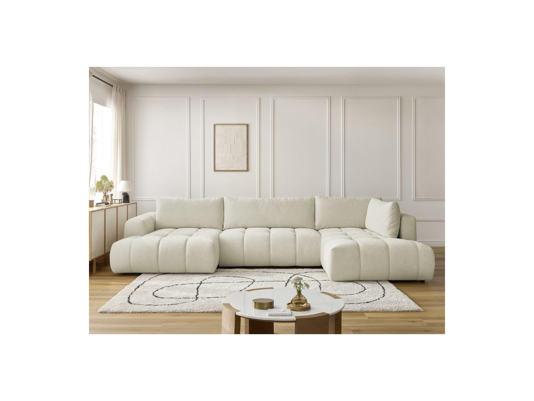 Fuji - Canapé Panoramique Convertible - Tissu Lisse - Angle Gauche