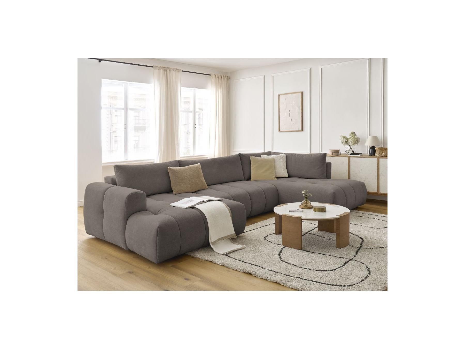 Fuji - Canapé Panoramique Convertible - Tissu Lisse - Angle Gauche