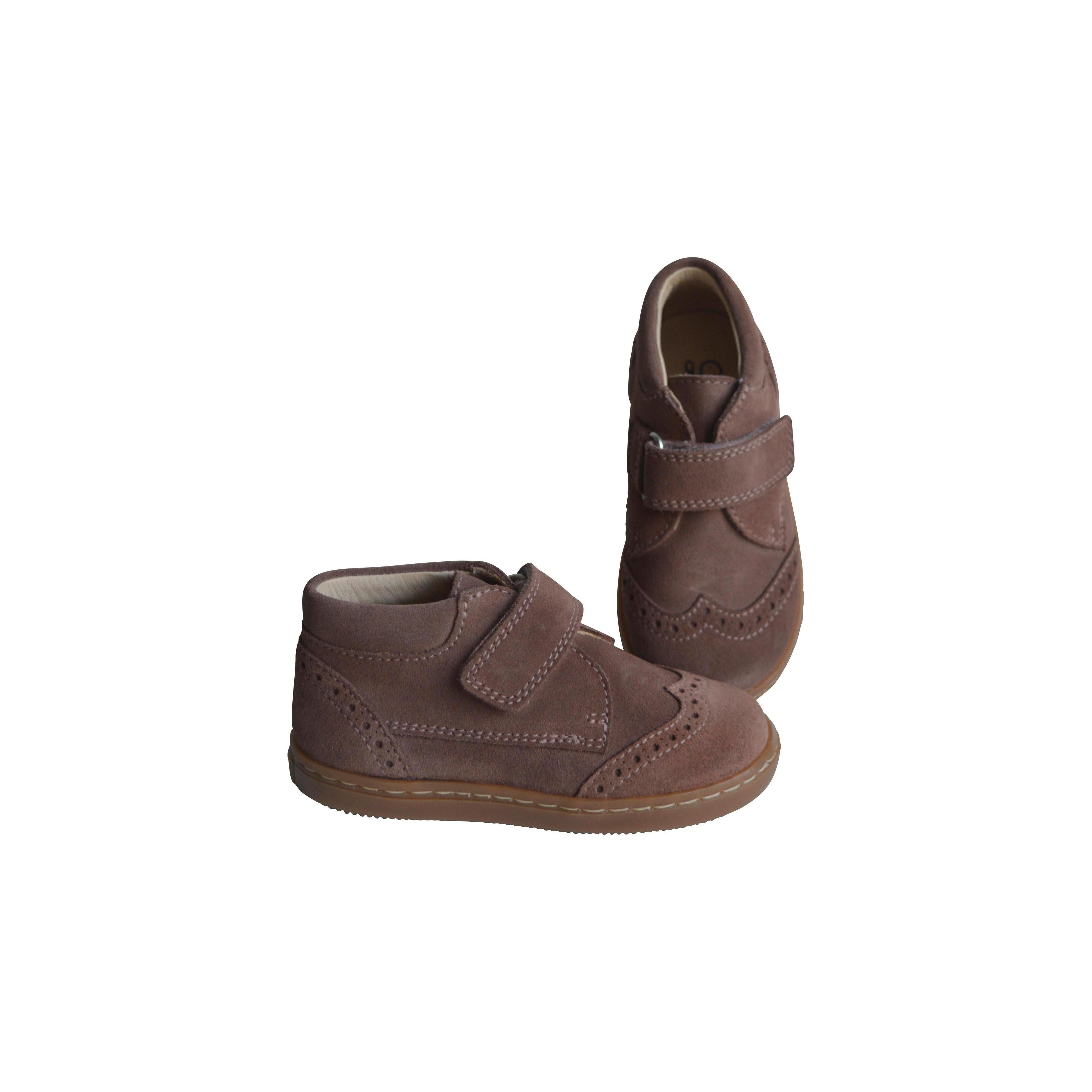 Chaussures Bottillons Boots Scratchs Léon - Nubuck Vieux Rose Taupe - Fille