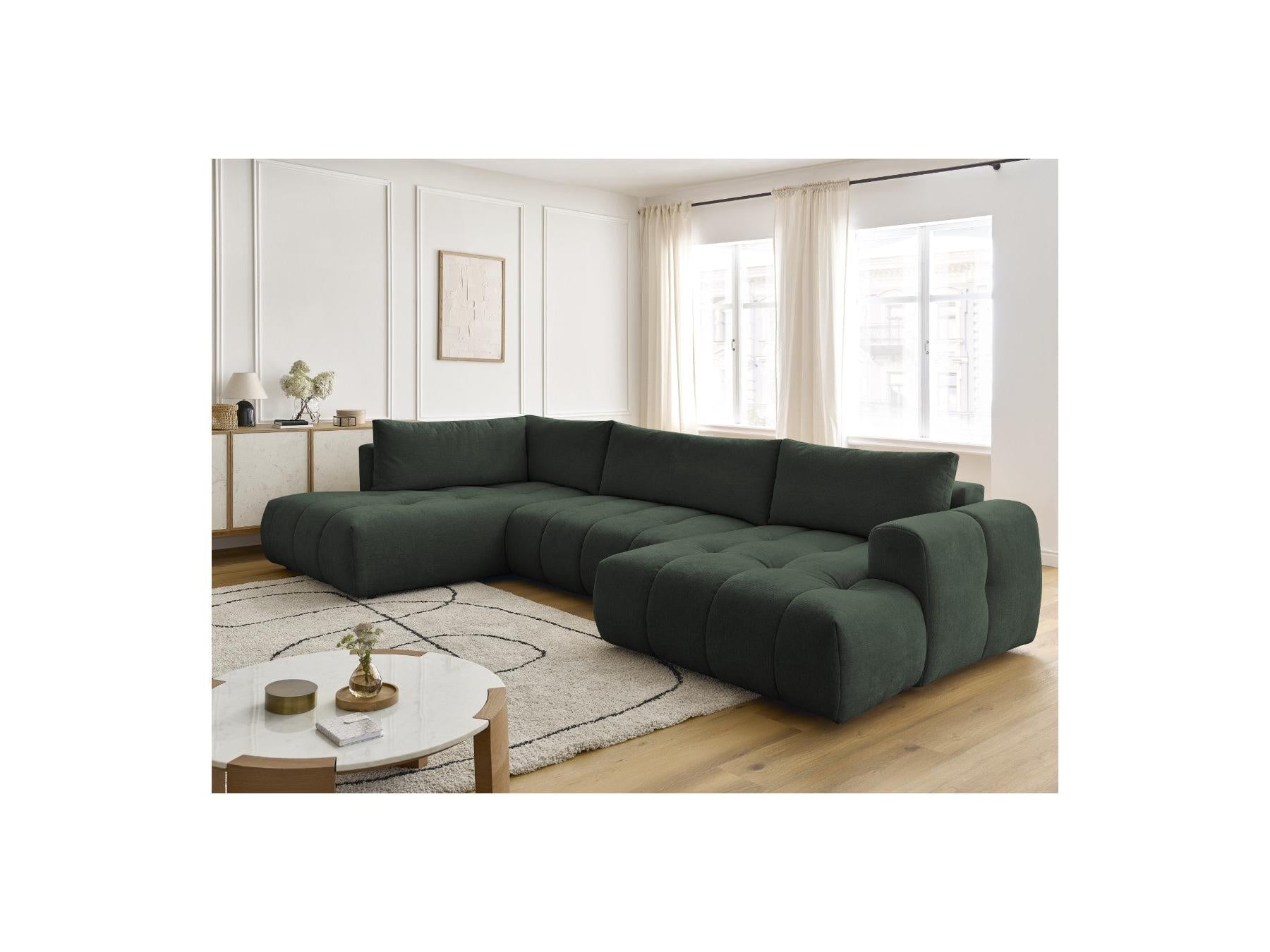 Fuji - Canapé Panoramique Convertible - Tissu Lisse - Angle Droit