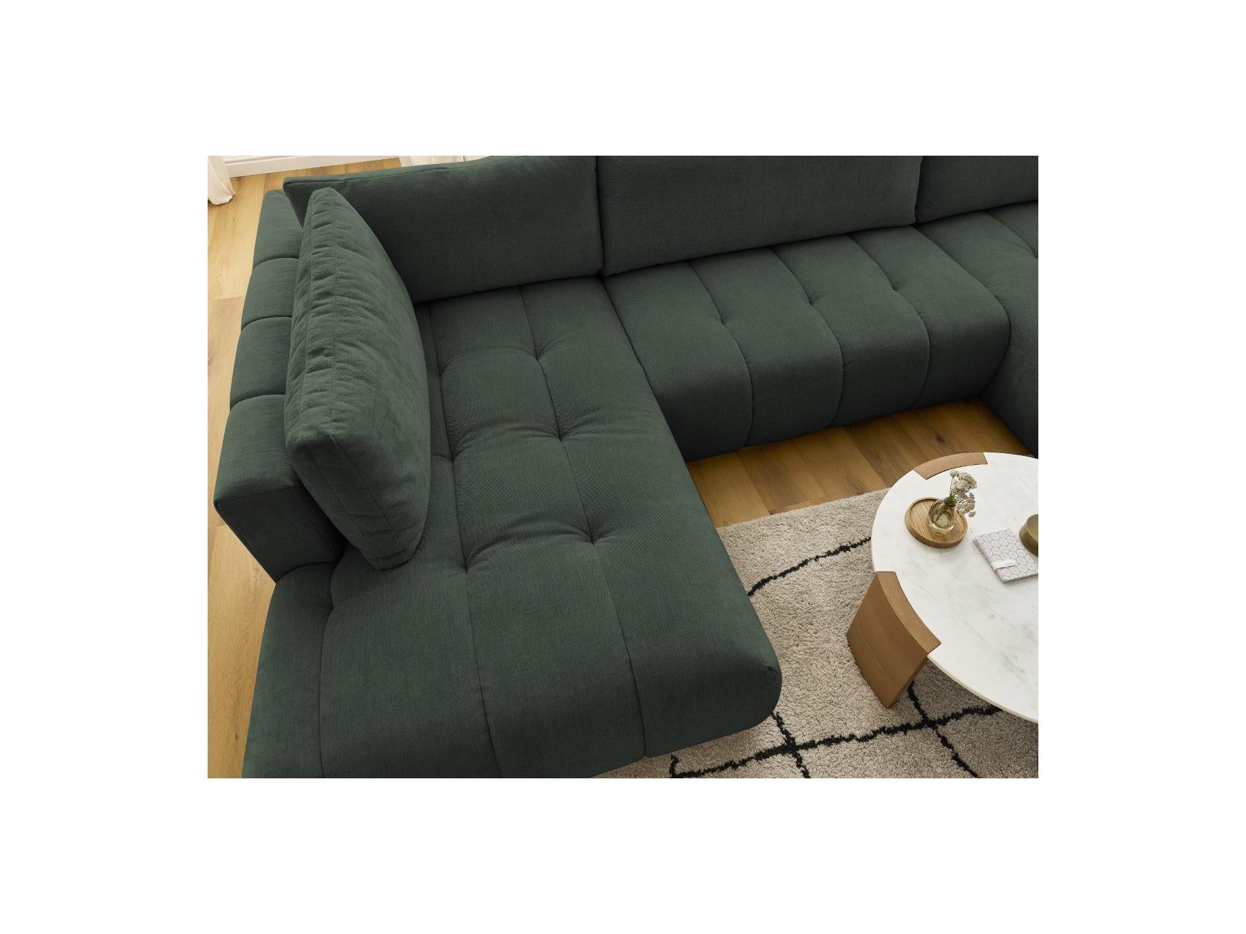 Fuji - Canapé Panoramique Convertible - Tissu Lisse - Angle Droit