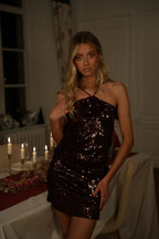 Robe À Sequins Dora - Prune