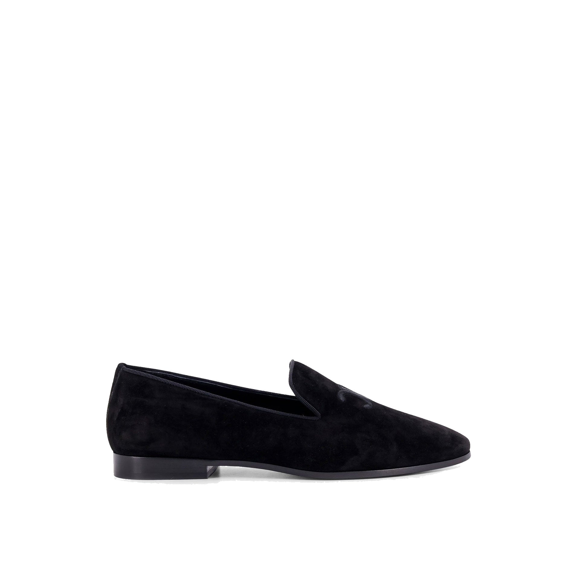 Mocassins - Celine Velvet With Embroidered Triomphe Logo - Black