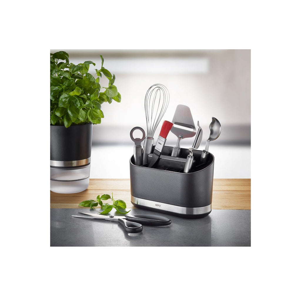 Smartline - Récipient Pour Les Ustensiles De Cuisine Avec Séparateur - Noir/Argent