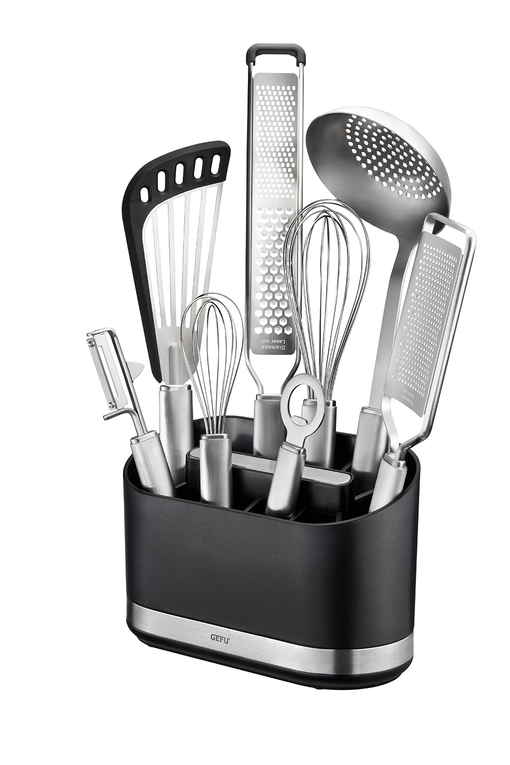 Smartline - Récipient Pour Les Ustensiles De Cuisine Avec Séparateur - Noir/Argent